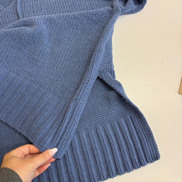 Aerie Sweater Womens Small Blue Chenille Oversized Chunky Knit Hoodie Pullover - Picture 9 of 9